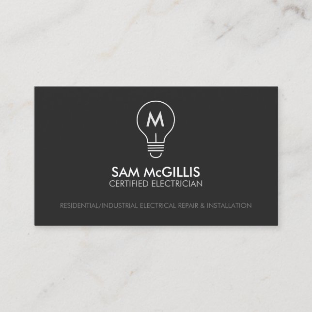 Carte De Visite Entrepreneur en électricité Monogramme (Devant)
