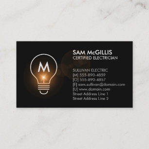 Carte De Visite Entrepreneur en électricité Monogramme