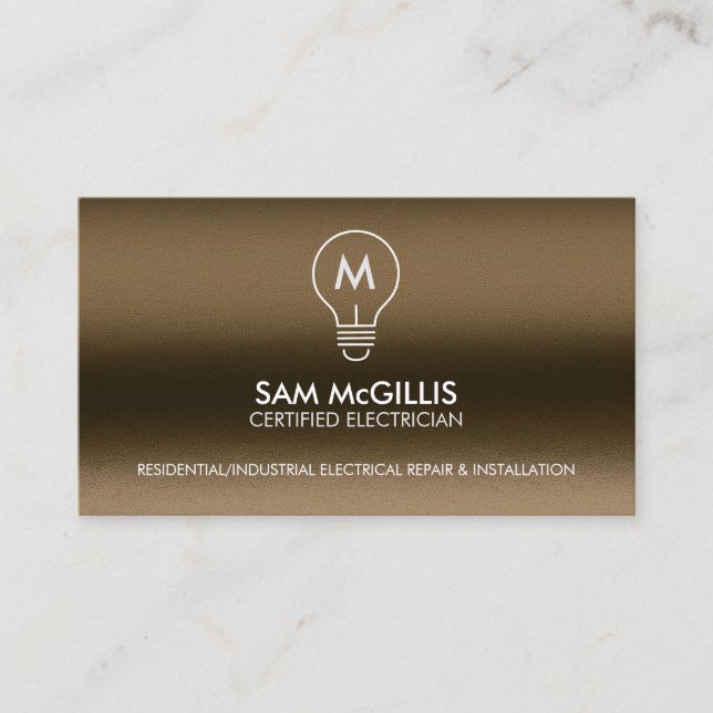 Carte De Visite Entrepreneur en électricité Monogramme (Devant)