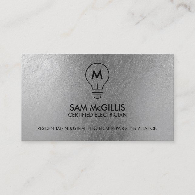 Carte De Visite Entrepreneur en électricité Monogramme (Devant)