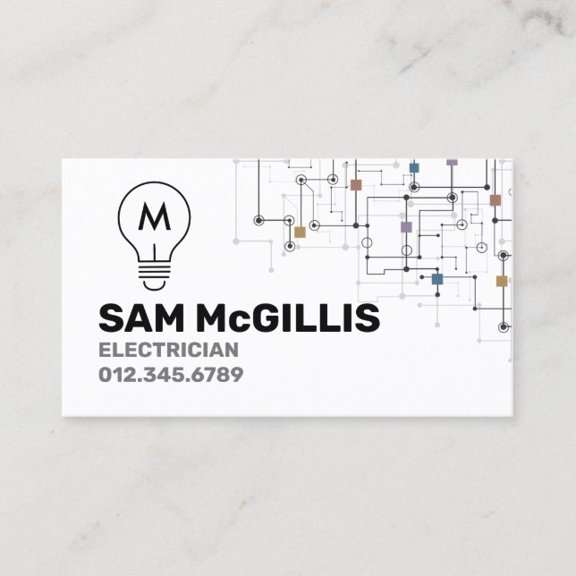 Carte De Visite Entrepreneur en électricité Monogramme (Devant)