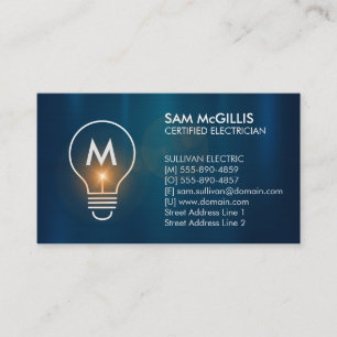 Carte De Visite Entrepreneur en électricité Monogramme