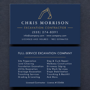 Carte De Visite Entrepreneur en excavation de construction