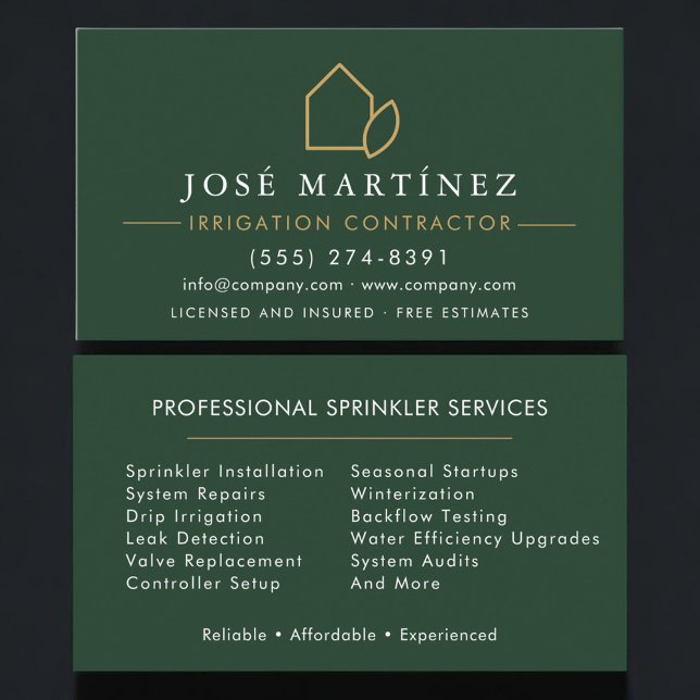 Carte De Visite Entrepreneur en irrigation professionnel (Créateur téléchargé)