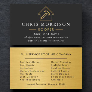 Carte De Visite Entrepreneur en Toiture Moderne Professionnel