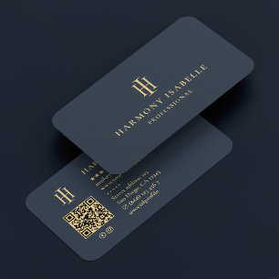 Carte De Visite Entrepreneur général Monogram Construction Bleu fo