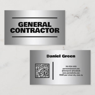 Carte De Visite Entrepreneur général Silver QR