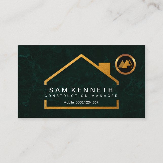 Carte De Visite Entrepreneur grunge renversant de maison d'or de (Devant)