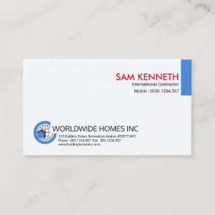 Carte De Visite Entrepreneur international global bleu simple