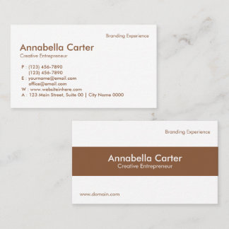 Carte De Visite Entrepreneur Minimaliste Professionnel Beige Blanc