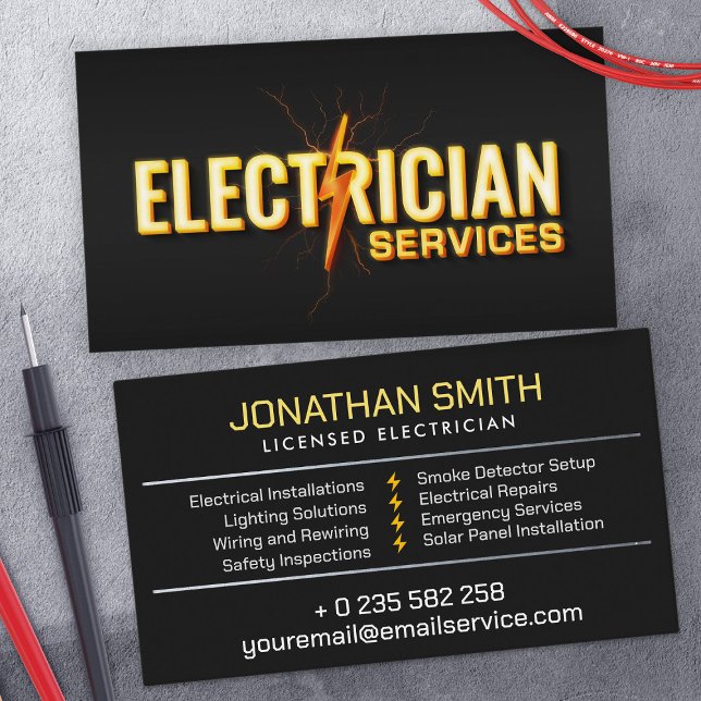 Carte De Visite Entrepreneur professionnel en électricité - Électr (Créateur téléchargé)