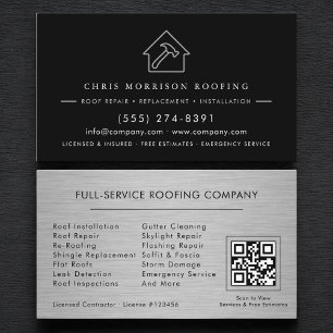 Carte De Visite Entrepreneur Toiture QR Code Métallique