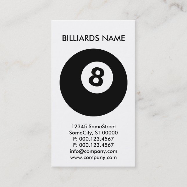 Carte De Visite entreprise BILLIARDS personnalisée (Devant)
