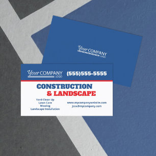 Carte De Visite Entreprise Bleu et Rouge avec Logo Blanc