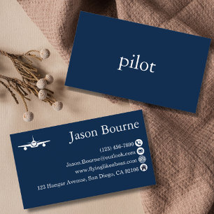 Carte De Visite Entreprise d'aviation professionnelle bleu marine