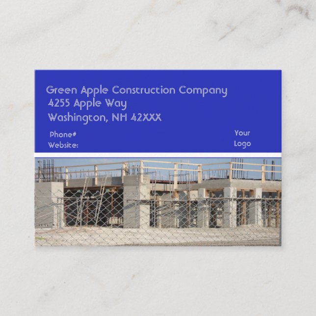 Carte De Visite Entreprise de construction Blue (Devant)