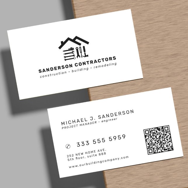 Carte De Visite Entreprise de construction code QR moderne (Créateur téléchargé)