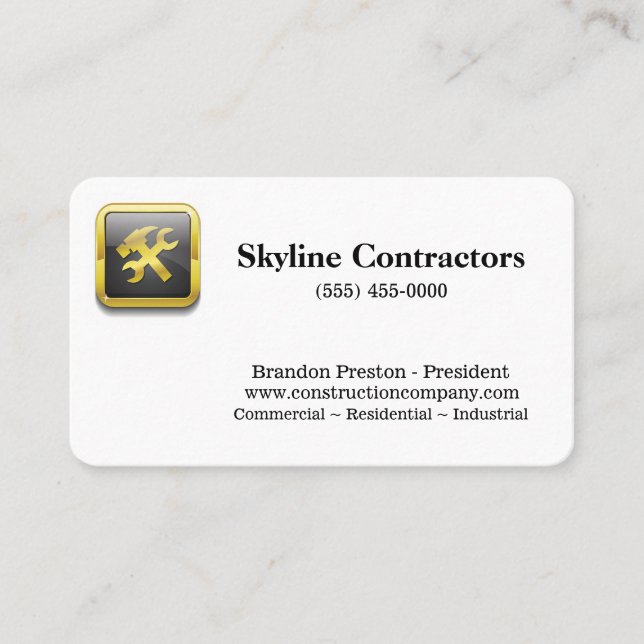 Carte De Visite Entreprise de construction d'outils d'or professio (Devant)