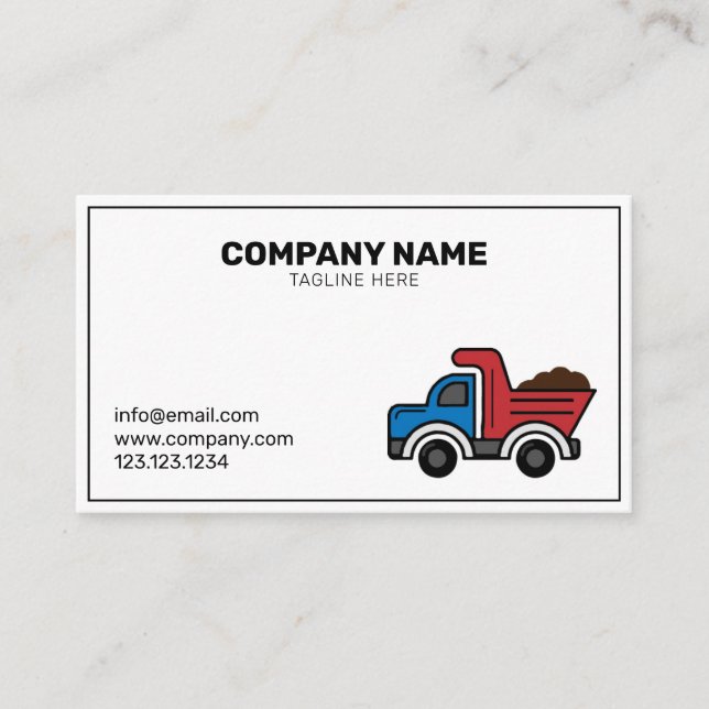 Carte De Visite Entreprise de construction d'un camion simple de v (Devant)