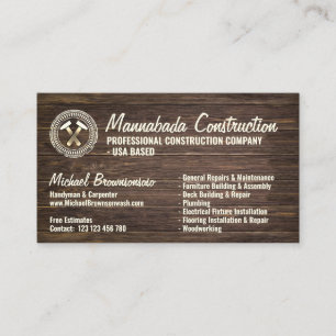 Carte De Visite Entreprise de construction en bois