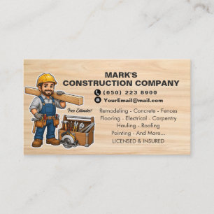 Carte De Visite Entreprise de construction Outil Homme Entrepreneu