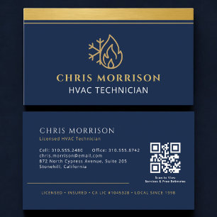 Carte De Visite Entreprise de CVC Code QR Bleu Marine