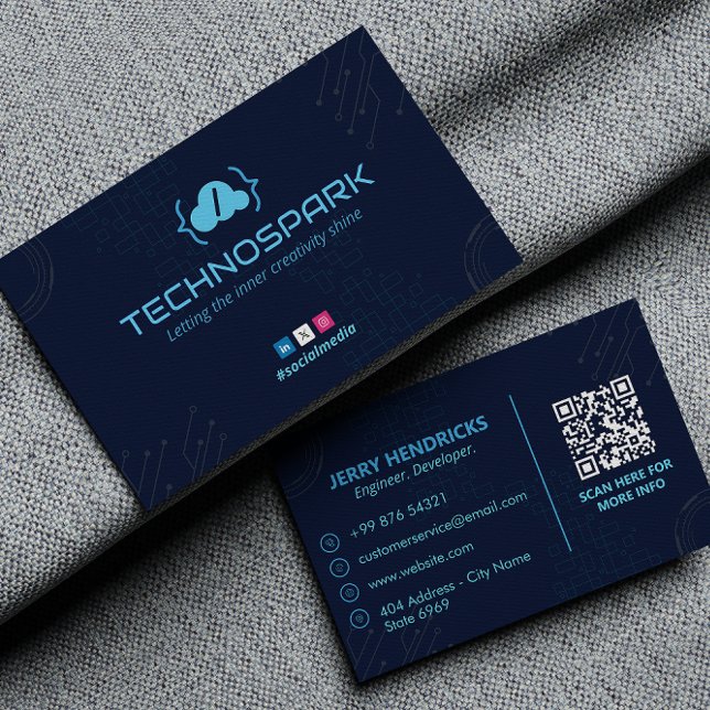 Carte De Visite Entreprise de développement logiciel | bleu foncé  (Créateur téléchargé)