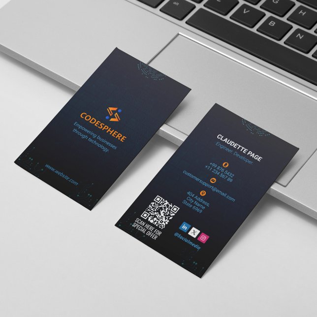Carte De Visite Entreprise de développement logiciel | Potrait ble (Créateur téléchargé)