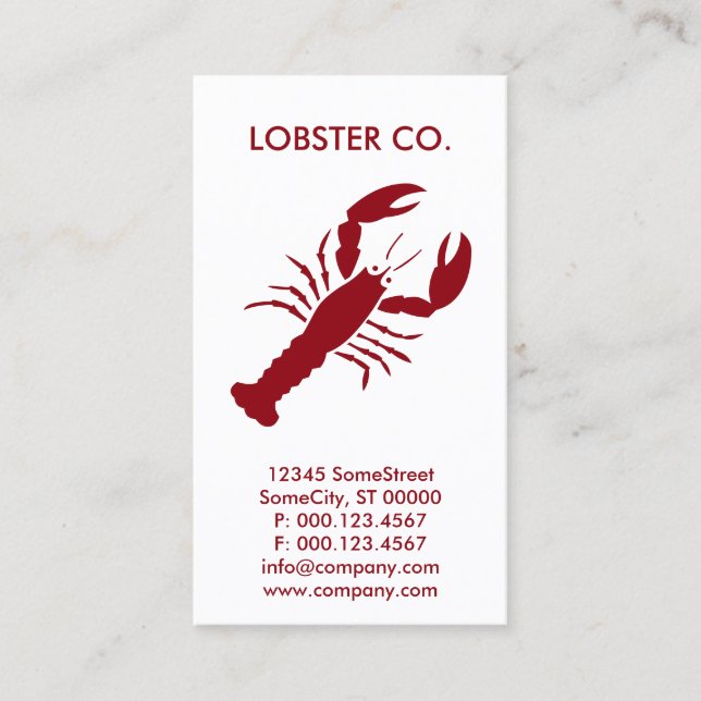 Carte De Visite entreprise de homard sur mesure (Devant)