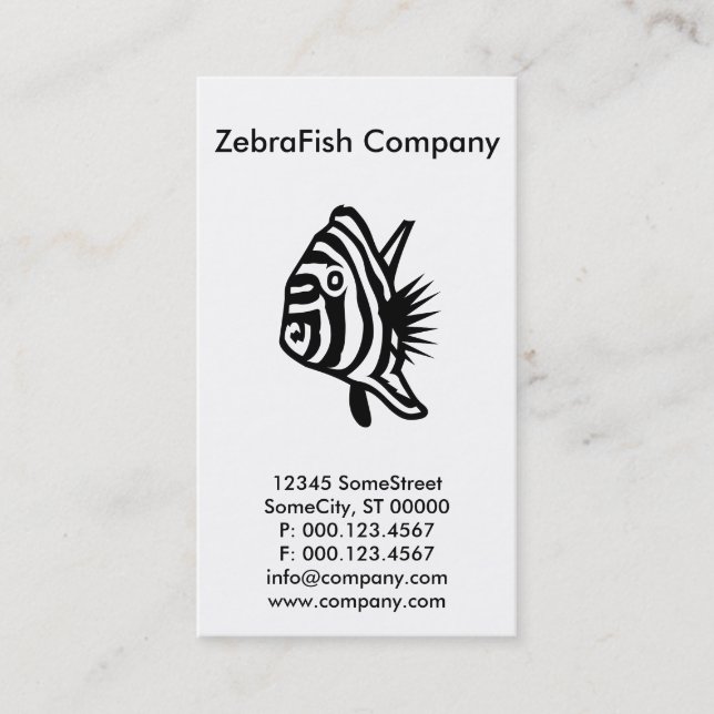 Carte De Visite entreprise de poisson-zèbre (Devant)