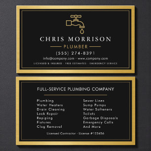 Carte De Visite Entreprise de services de plomberie Plombier Métal
