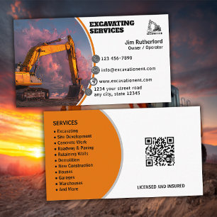 Carte De Visite Entreprise de services d'excavation