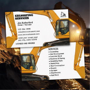 Carte De Visite Entreprise de services d'excavation