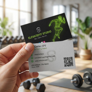 Carte De Visite Entreprise d'entraîneur personnel Black Green