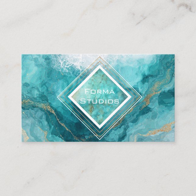 Carte De Visite Entreprise géométrique moderne Turquoise & Turquoi (Devant)