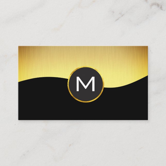 Carte De Visite Entreprise Gold Noir avec Monogramme (Devant)