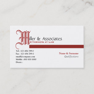 Carte De Visite Entreprise juridique de mandataire de loi d'avocat