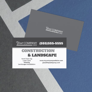 Carte de visite entreprise Logo Blanc Gris foncé d