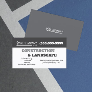 Carte de visite entreprise Logo Blanc Gris foncé d