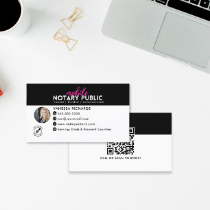 Carte De Visite Entreprise moderne Noir Rose Notaire Signature Cod