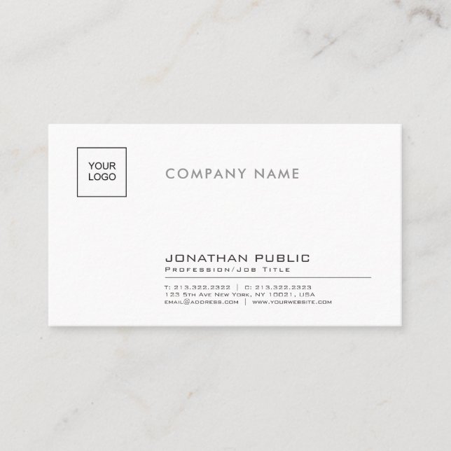 Carte De Visite Entreprise professionnelle élégante simple avec lo (Devant)