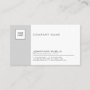 Carte De Visite Entreprise professionnelle Gris Blanc élégant