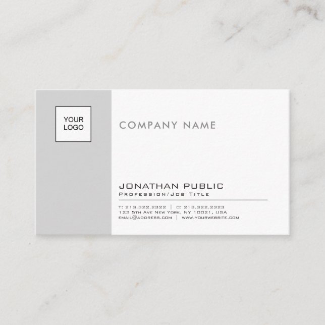 Carte De Visite Entreprise professionnelle Gris Blanc élégant (Devant)
