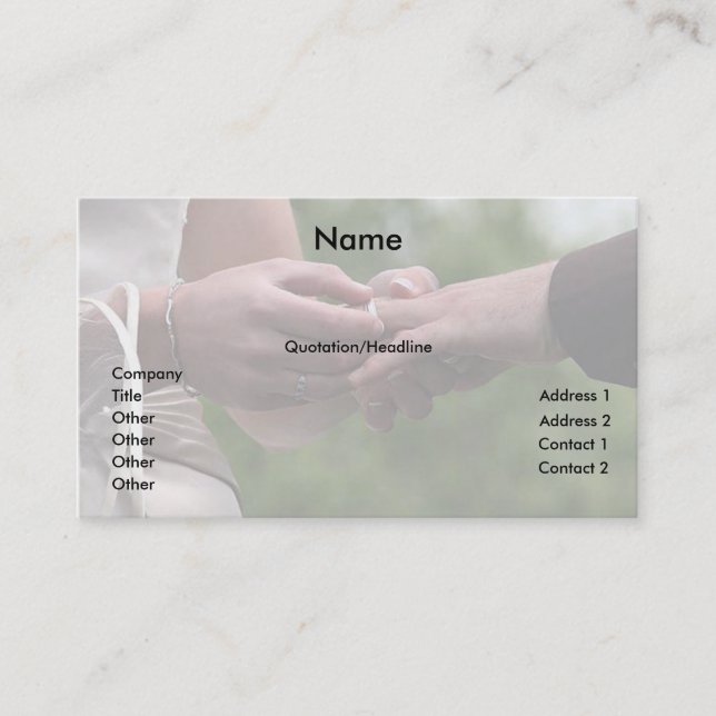 Carte De Visite Entreprises de mariage (Devant)