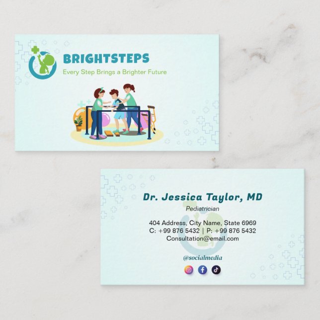 Carte De Visite Entreprises de réadaptation pédiatrique | Médicale (Devant / Derrière)