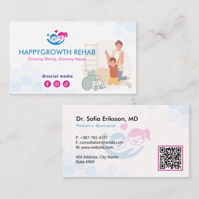 Carte De Visite Entreprises de réadaptation pédiatrique | Médicale (Devant / Derrière)