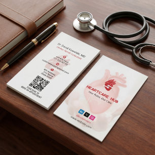 Carte De Visite Entreprises de soins cardiaques   Rouge simple
