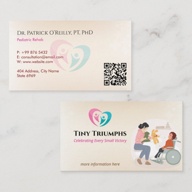 Carte De Visite Entreprises de thérapie pédiatrique | Rouge clair (Devant / Derrière)