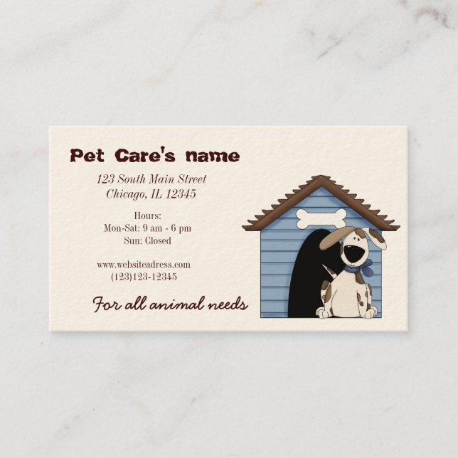 Carte De Visite Entretien avec les animaux (Devant)