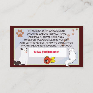 Carte De Visite Entretien avec les animaux